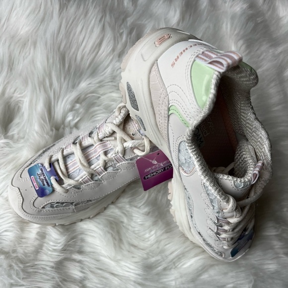🆕 Skechers Women's D'Lites Memory Foam Sneakers Multicolor Lace Detail Size 7.5 - Picture 7 of 11